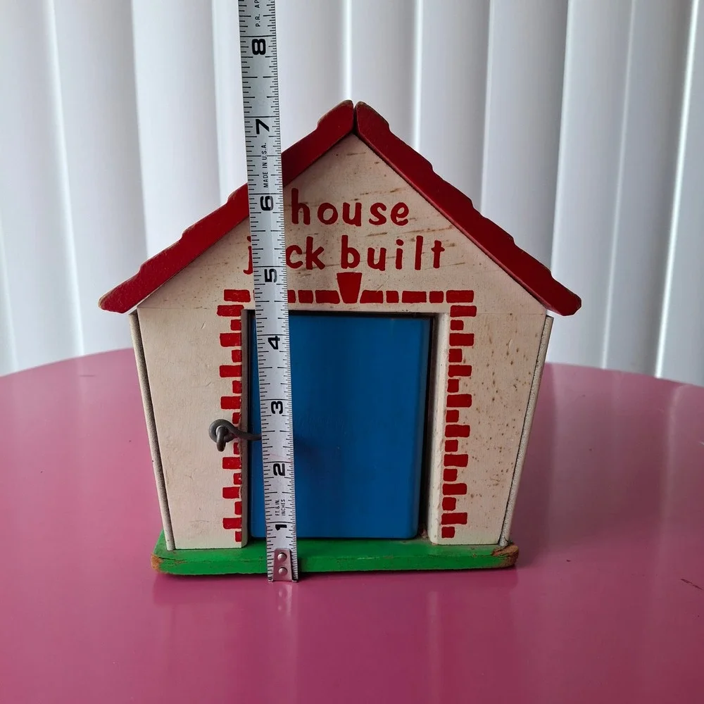 Vintage Playskool The House Jack Built Wooden Toy Shape Sorter House Mid Century